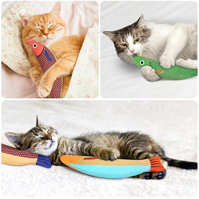 Foto 7 de 7 de Aibuddy Juguetes para Gatos, 3 Piezas Juguetes Pez para Gatos Hierba Gatera con Campana