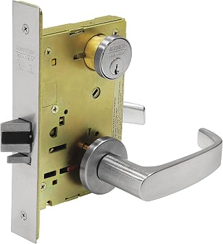 Sargent 8200 Series Satin Chrome Plated Classroom Mortise Lock with L Lever, LN Rose Trim Pack of 1