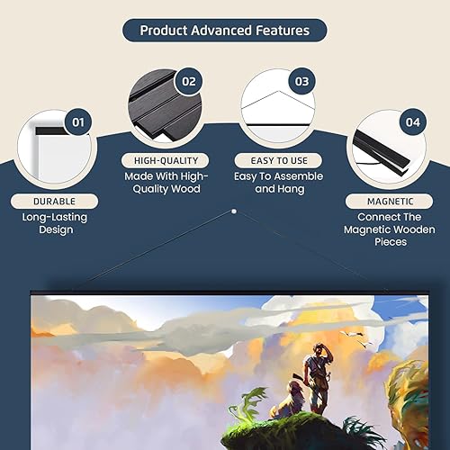 Miniatura 3 de Landmass Marco magnético para póster de 24 pulgadas de ancho, marco de madera para impresiones, fotos, fotos y obras de arte, marco de madera para