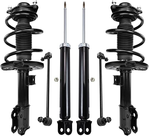 Detroit Axle - Puntales delanteros con conjunto de resorte helicoidal y amortiguadores traseros, eslabones de barra estabilizadora delantera para