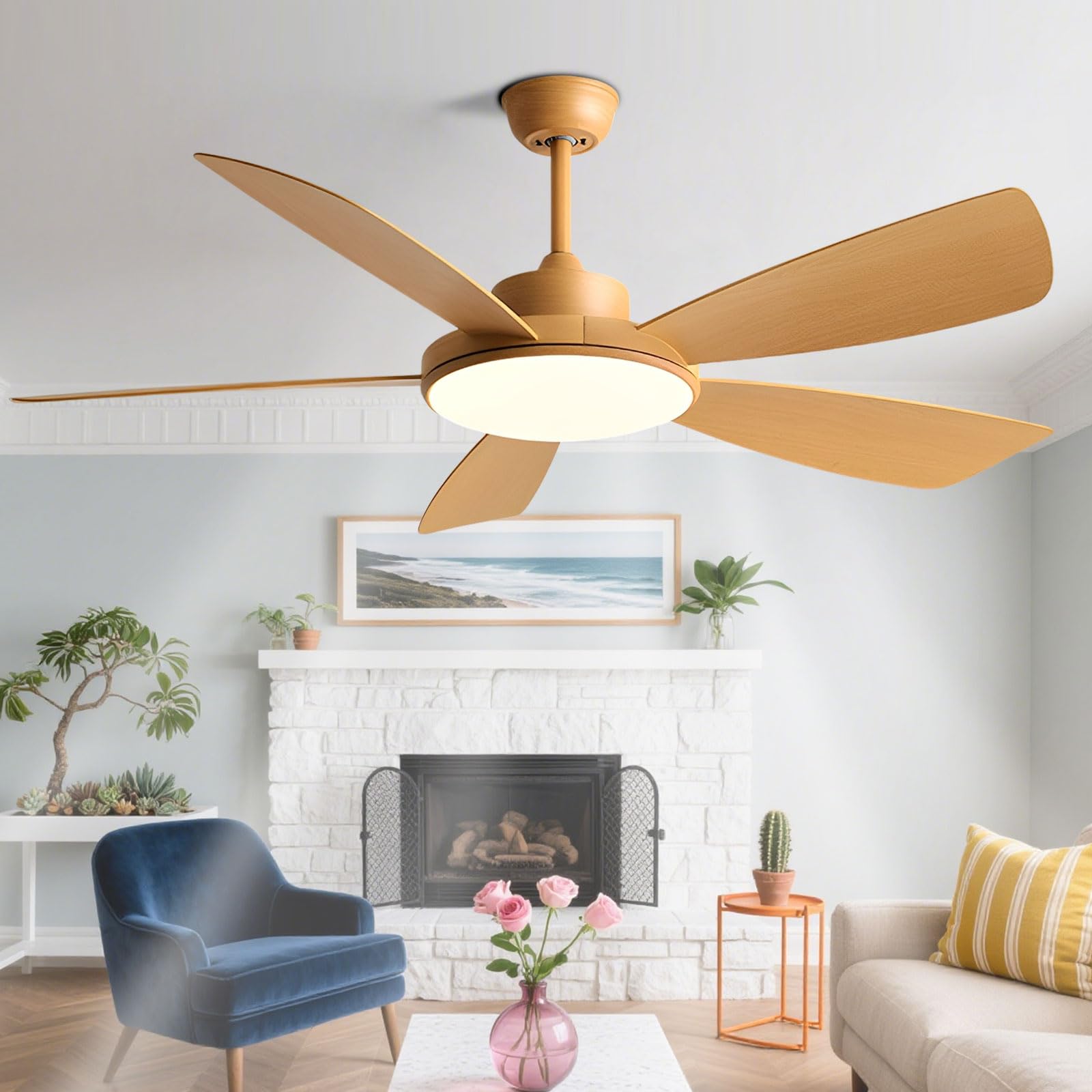 Ventilateur de plafond moderne de haute qualité moteur CC discret à éclairage LED