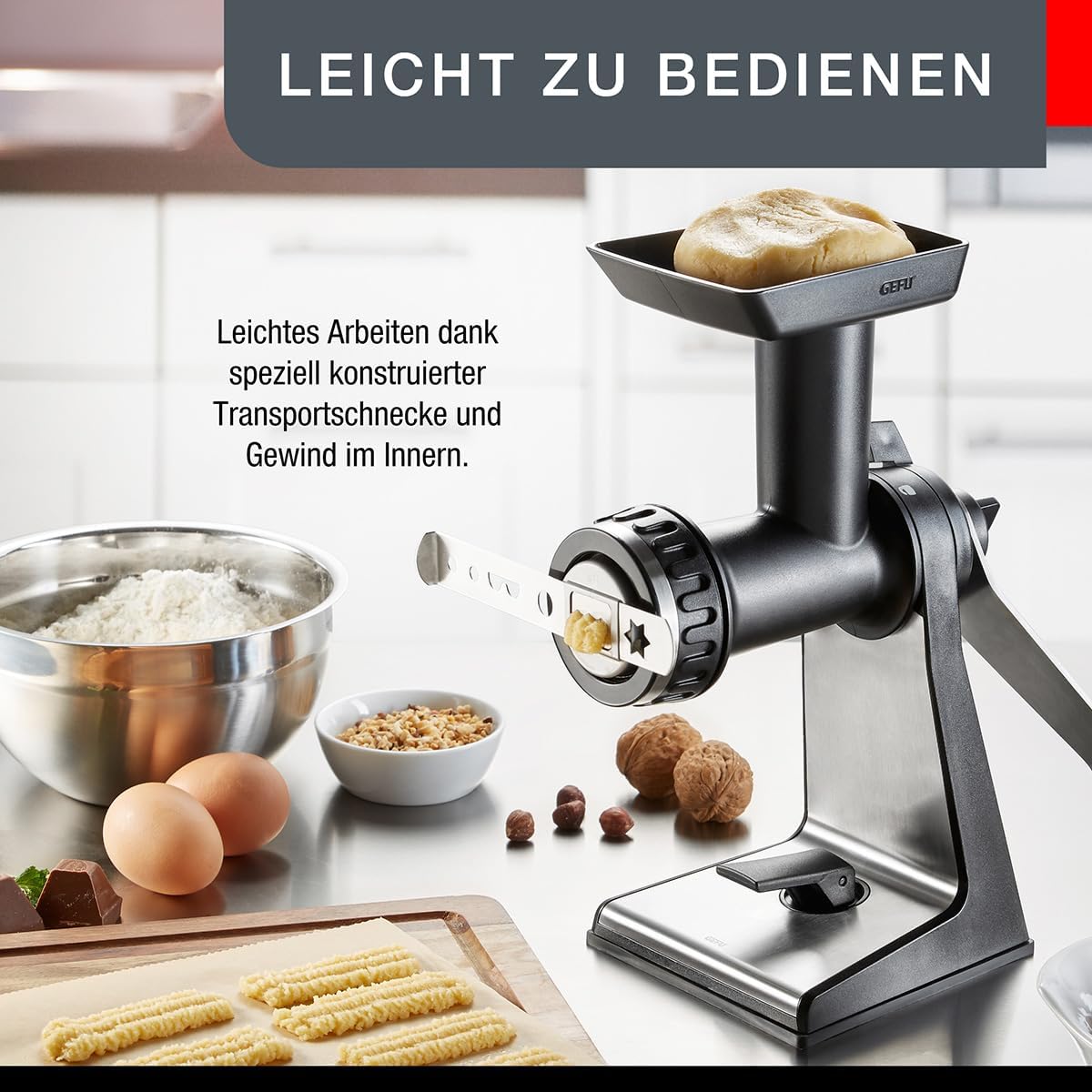GEFU TRANSFORMA Meat Mincer extruding cookie dough