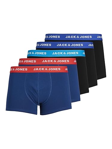 JACK&JONES Boxers 5-Pack Essential Trunks Short Underpants Logo Print Pattern JacLee - M - Blue