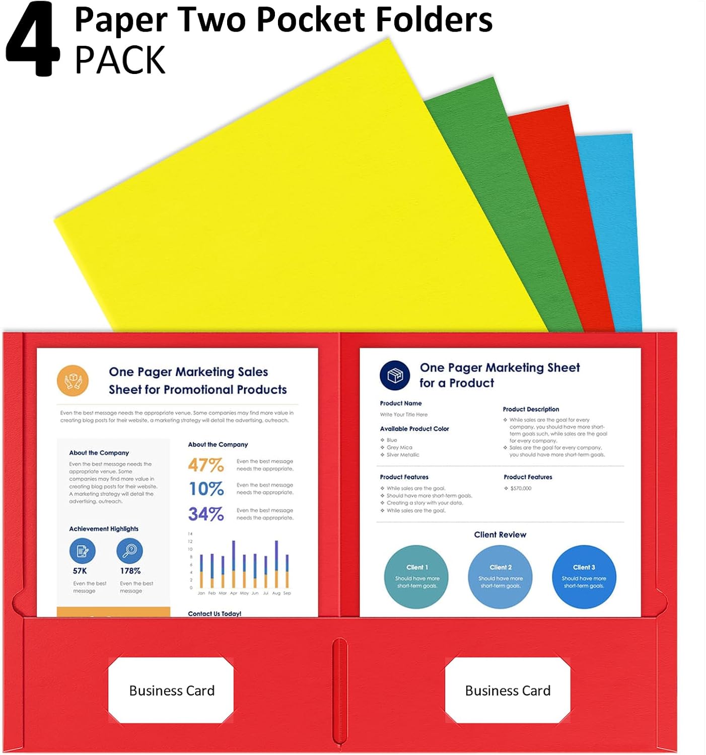 HABGP 2 Pocket Folders, 4 Pack, Assorted Colors File Folders with Pockets image 5