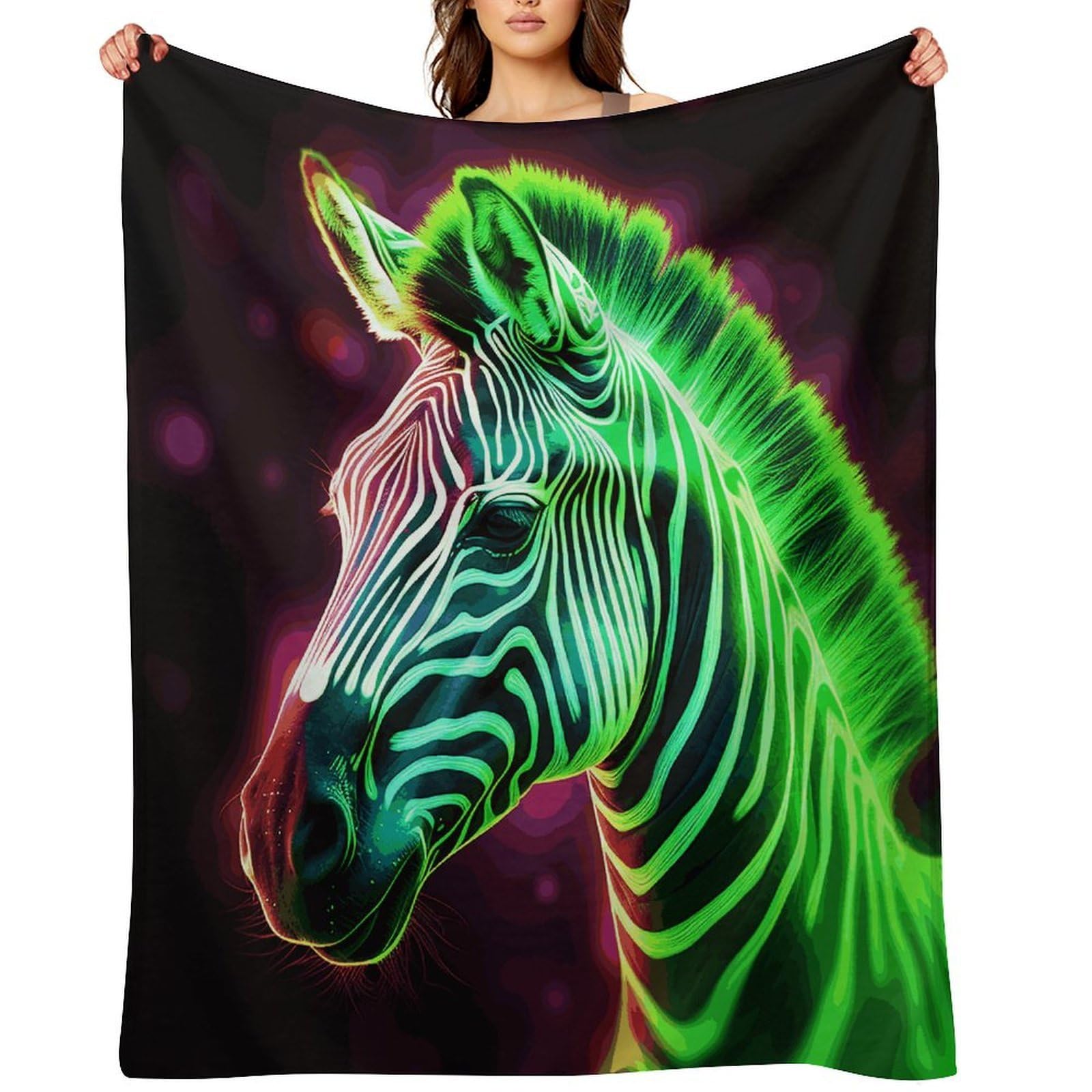Fekiloot Style Glowing Zebra Throw Blankets Camping Blanket50 X60