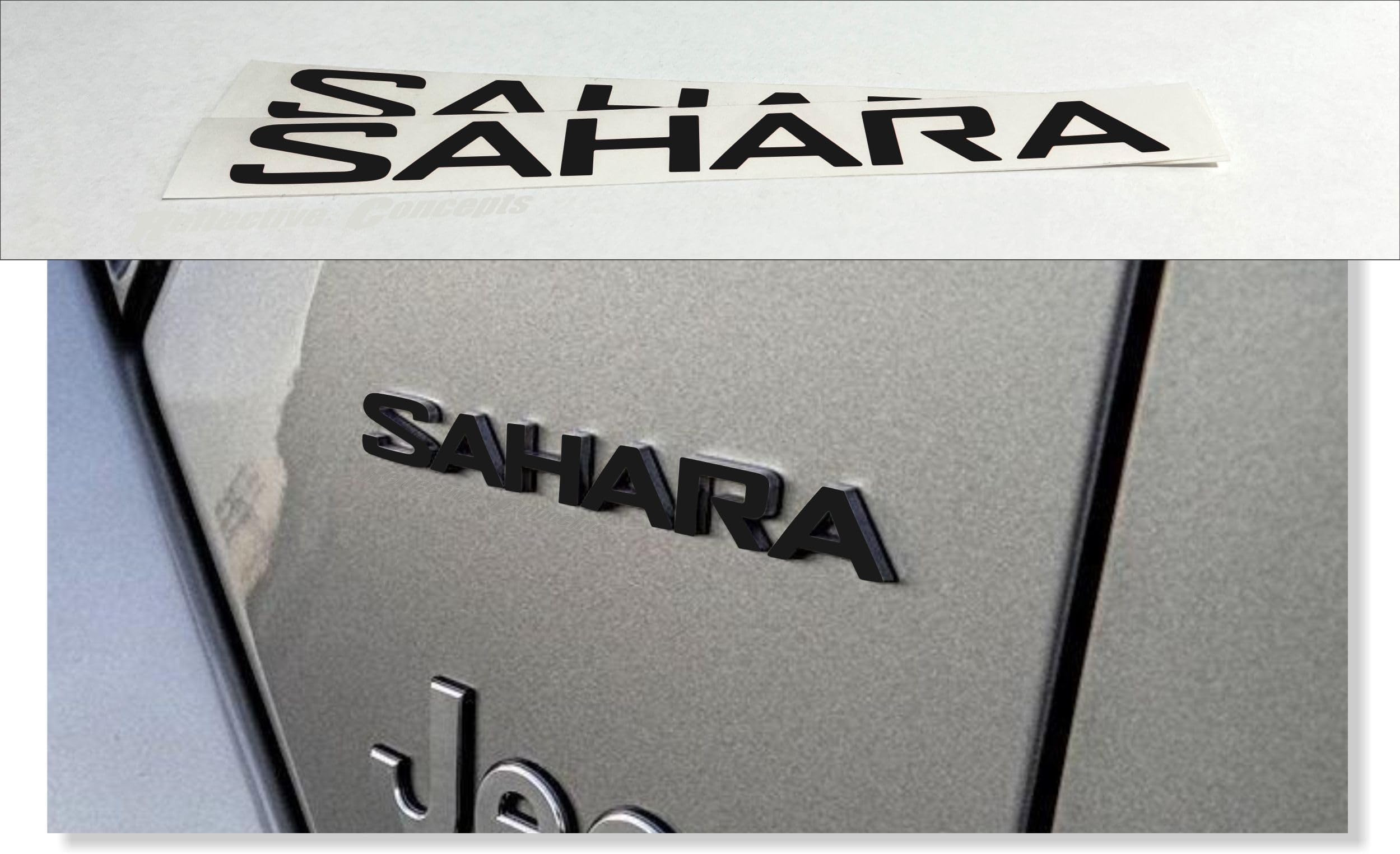 Sahara Fender Emblem Overlay Decal Stickers- 2018-2024 Wrangler Sahara- (Color: Flat Black)