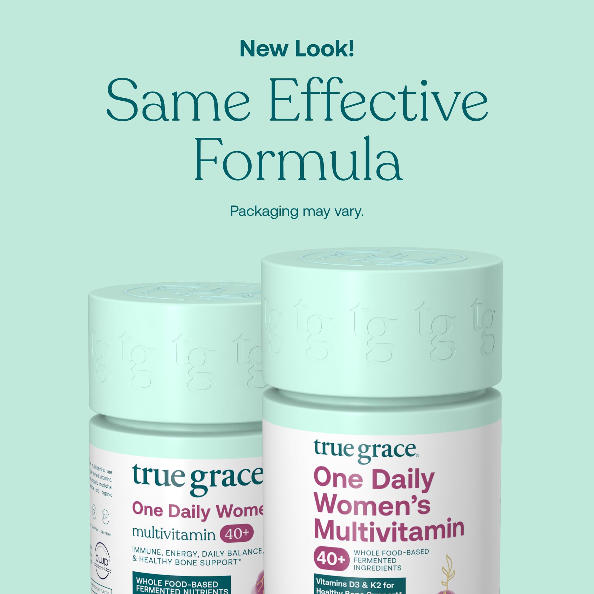 True Grace One Daily Women’s Multivitamin 40+ Fermented Minerals, Organic Adaptogens & Mushrooms Energy, Immune, Bone Support - Non-GMO - Iron, Gluten & Soy Free - 30 Vegan Tablets — Amazon image 2
