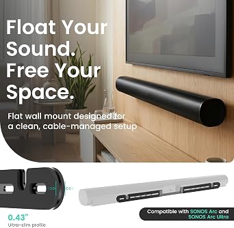 ynVISION.DESIGN Soundbar Wall Mount for Sonos Arc, Arc Ultra, Black