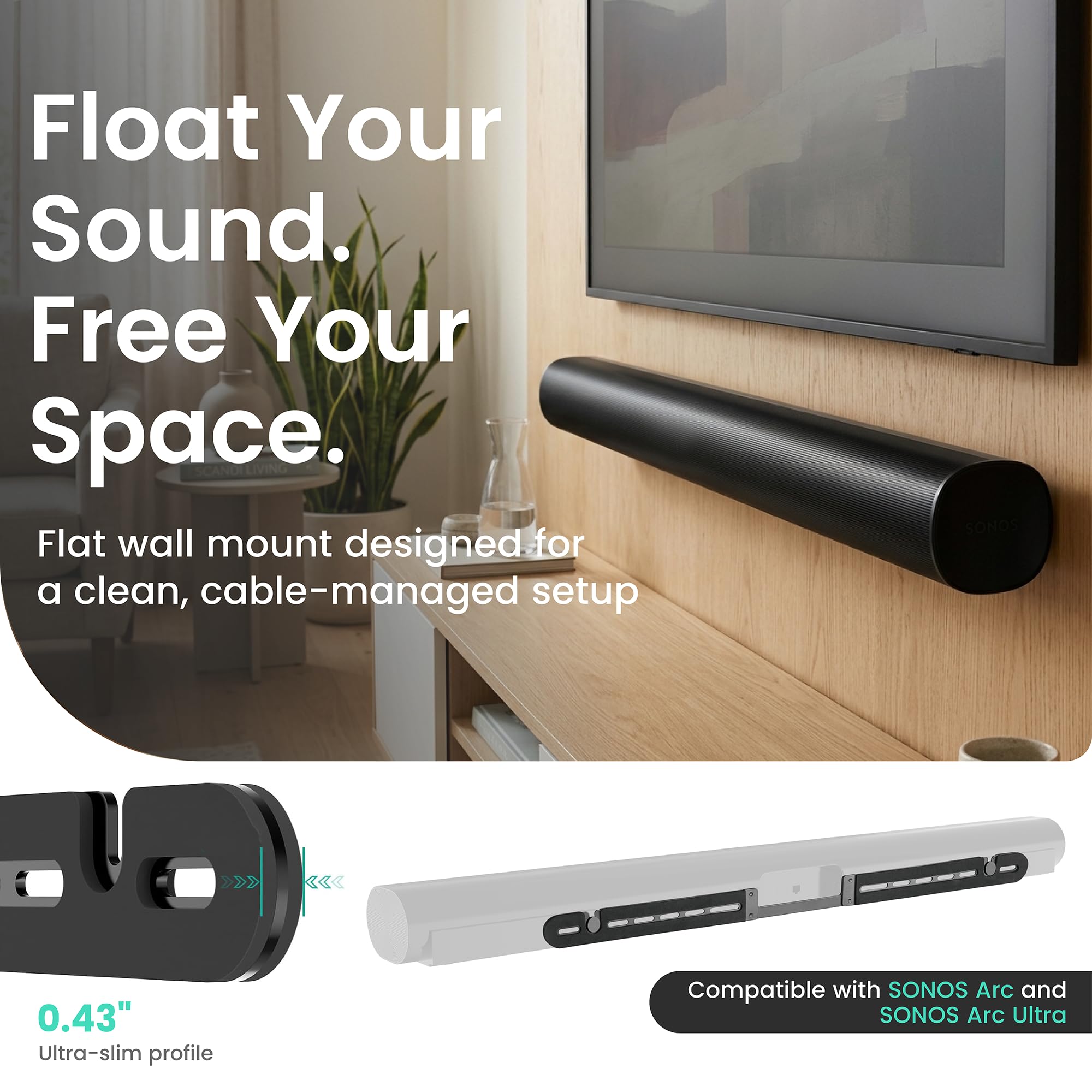 ynVISION.DESIGN Soundbar Wall Mount compatible with Sonos Arc