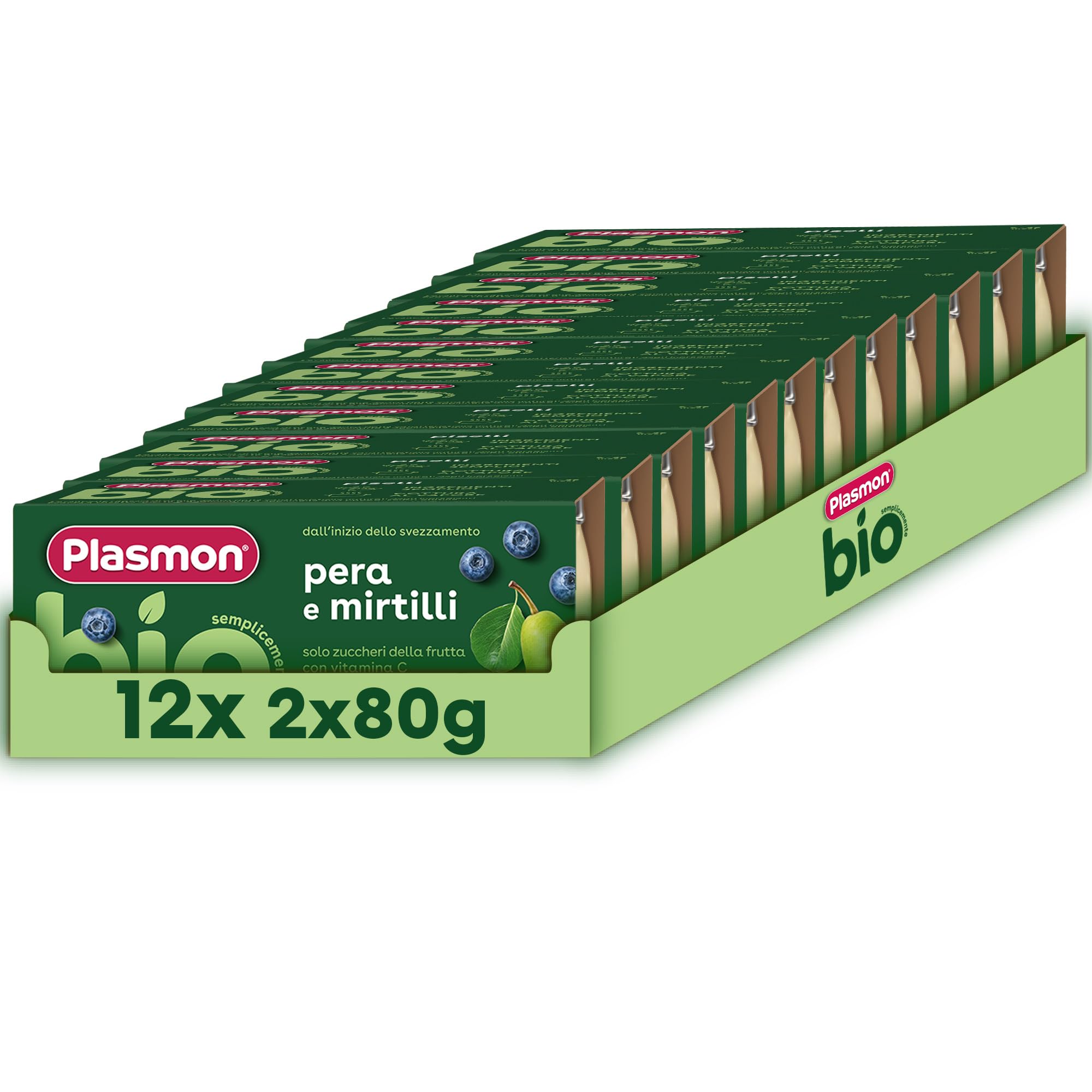 Plasmon BIO Omogeneizzato Pera Mirtilli 2X80g (12 Confezioni)