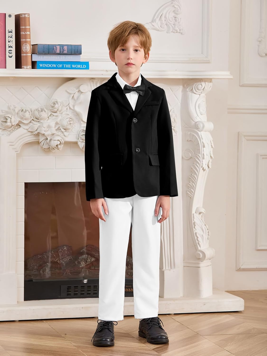 Haloumoning Boys Blazer Kids Lapel Button Down Suit Jacket Sport Coat with Pockets 5-14 Years - Image 5