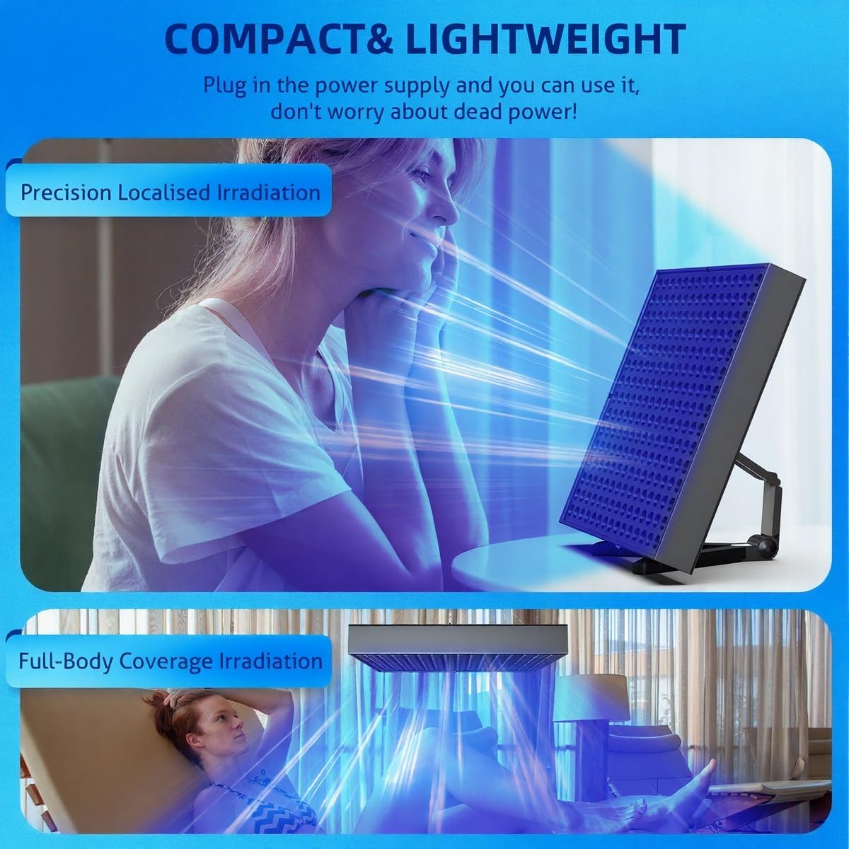 460nm Solarium Für Zuhause, 45W Bräunungslampe mit 225 LEDs, Gesichtsbräunung Tageslicht Faltbares Seinstellbares Ständer Und Aufhängbare Haken für Gesicht und Körper(schwarz)
