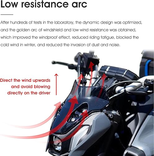 Miniatura 4 de MT-07 2025 - Parabrisas delantero de motocicleta compatible con MT07 MT-07 2021 2022 2023 2024 2025 negro