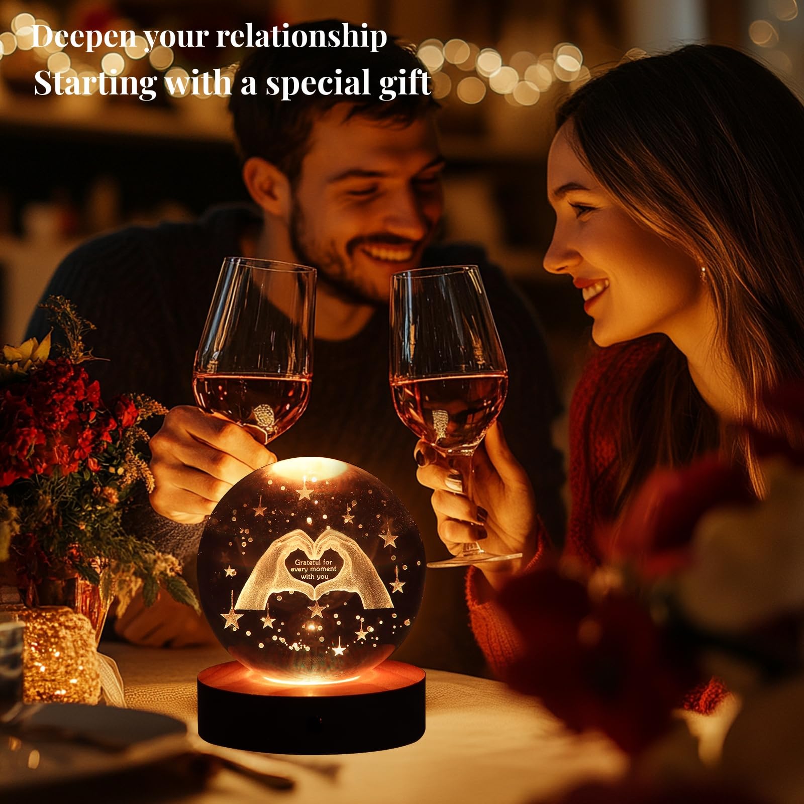 youglatt 3D Crystal Ball Night Light 16 Colors 4 Modes Remotely Controlled Night Light Room Decor Funny Anniversary — view 4