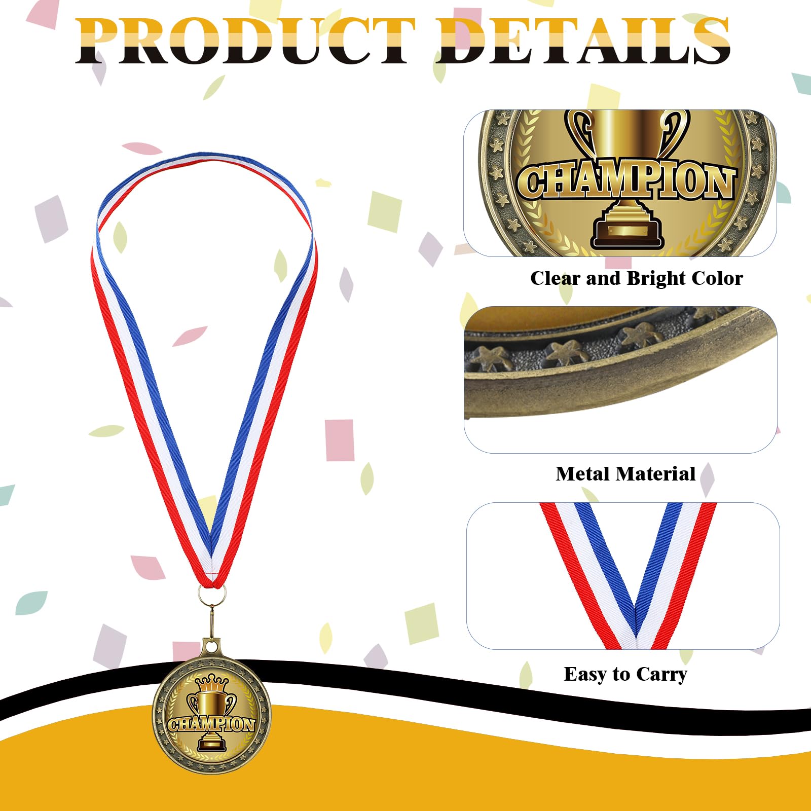 XunYee Medallas de premio de metal para jugadores más valiosos, medallas MVP con cintas para el cuello, medalla de premio de trofeo MVP para jugador, equipo, fútbol, béisbol, fútbol, baloncesto,
