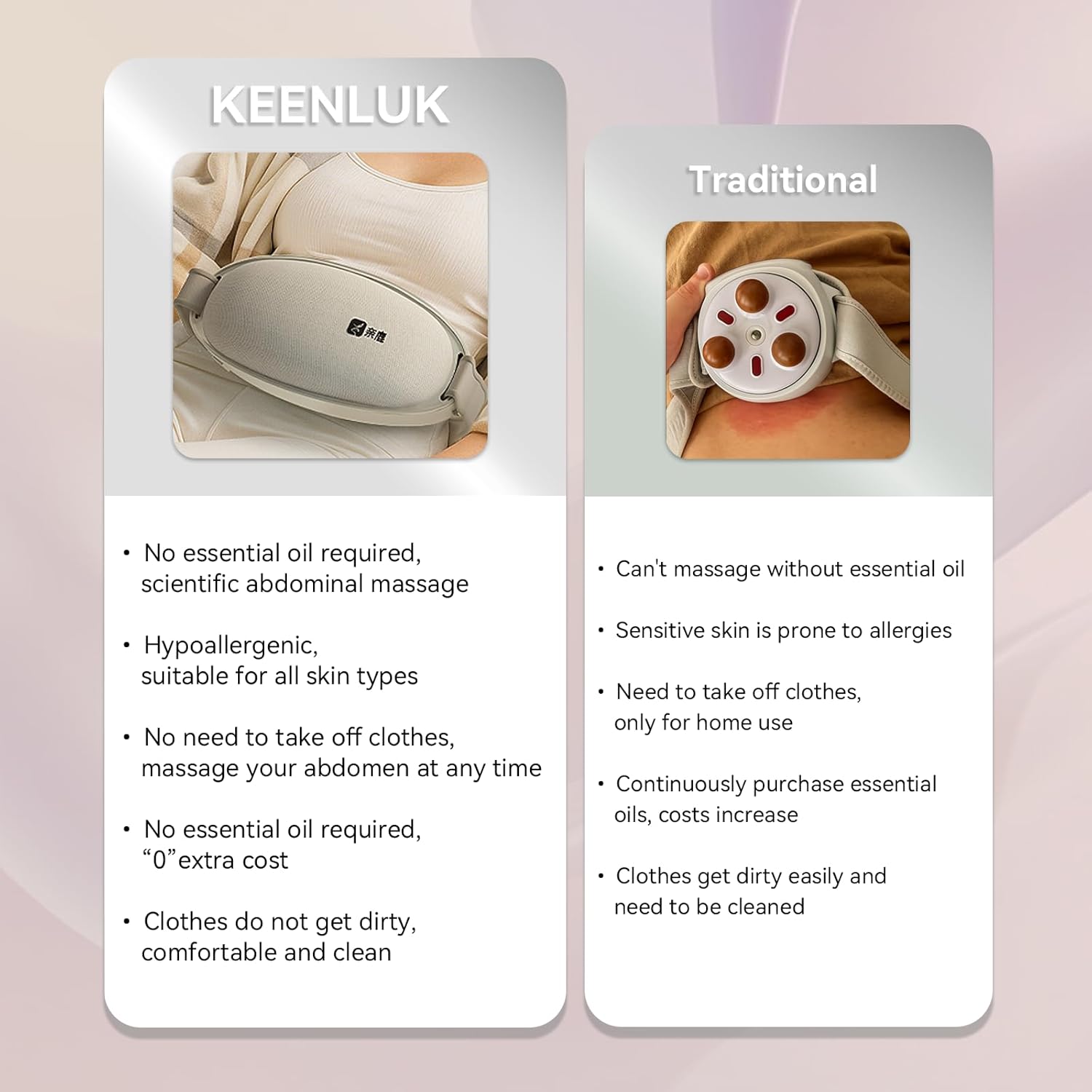 Abdominal Massage Belt, Three Levels Adjustable Massager for Neck, Back and Legs, Heating Stomach Massager for Women, Red Light Heat Compress to Relieve Back Pain