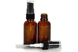 Vivaplex, Amber, 1oz Glass Bottles, with Black Fine Mist Sprayers for Coffee