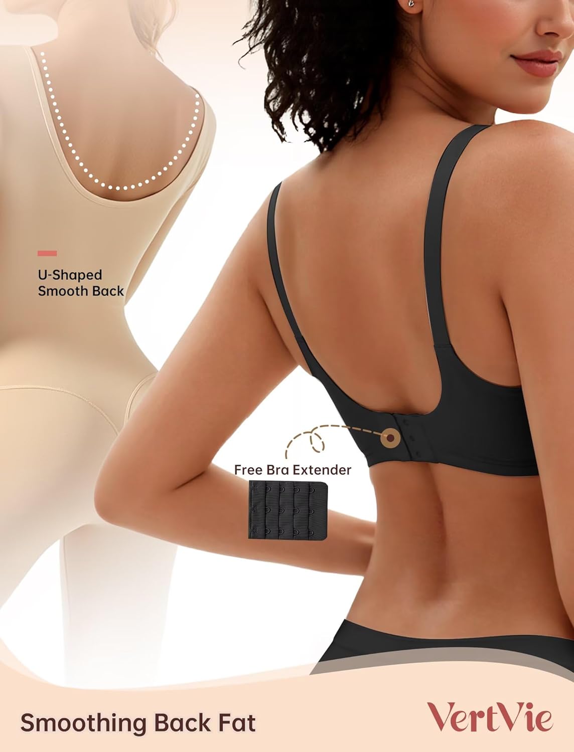 Vertvie Womens Wireless Bras No Underwire Push Up Bra Seamless Supportive Full Coverage Everyday Bras Regular and Plus Size - Image 4