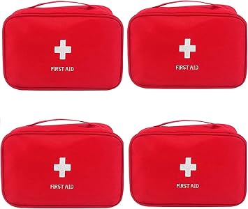 4 Pack First Aid Bag Empty Portable Mini Emergency Storage Red