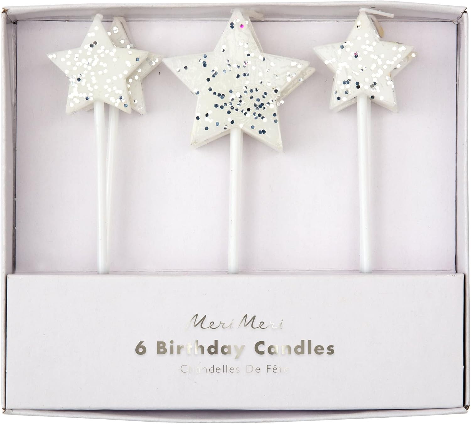 Amazon.com: Meri Meri Silver Glitter Star Candles : Home & Kitchen