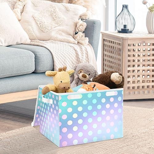 Miniatura 5 de GAIGEO Papeleras de almacenamiento de tela de lunares degradados verdes y rosados, contenedores apilables del armario, organizador del armario de la