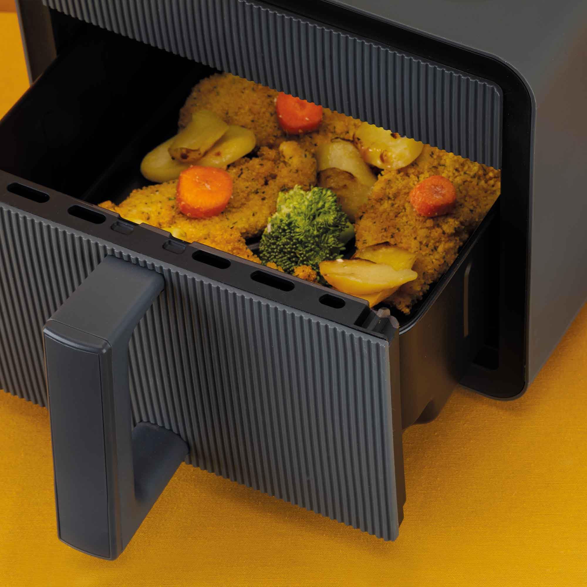 JATA JEFR1270 - Freidora sin Aceite 7L 1600W con Ventana Transparente, Air Fryer Grande con 6 Programas, 200ºC, Cestillo Antiadherente sin BPA, Desconexión Automática