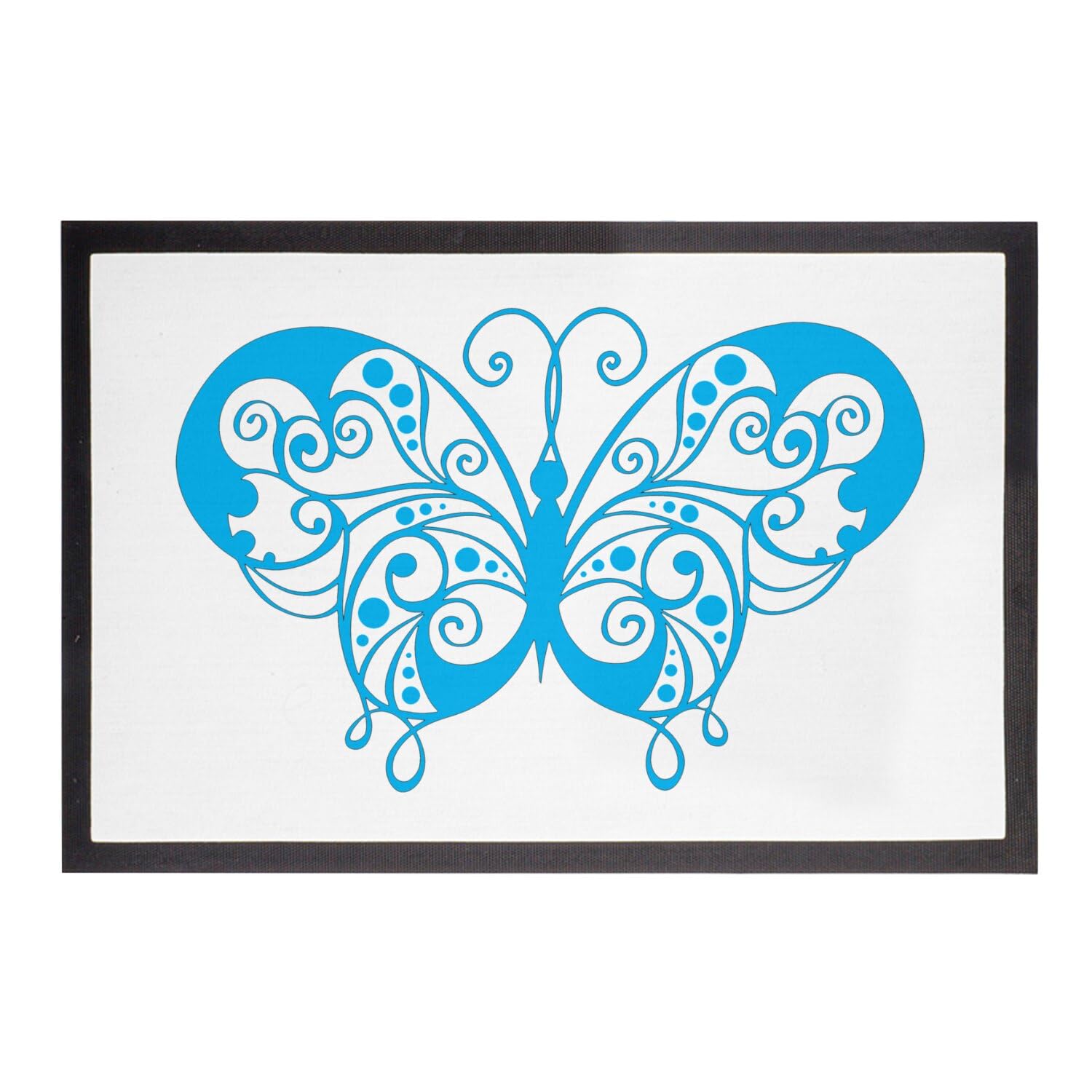 Paillasson papillon stylisé bleu tapis d'entrée élégant faune 60x40cm