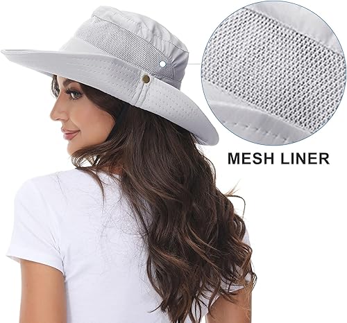 Miniatura 6 de ANOTHER CHOICE Sombrero de sol para mujer, ala ancha, transpirable, de nailon, para senderismo, verano, pesca, con cordón ajustable