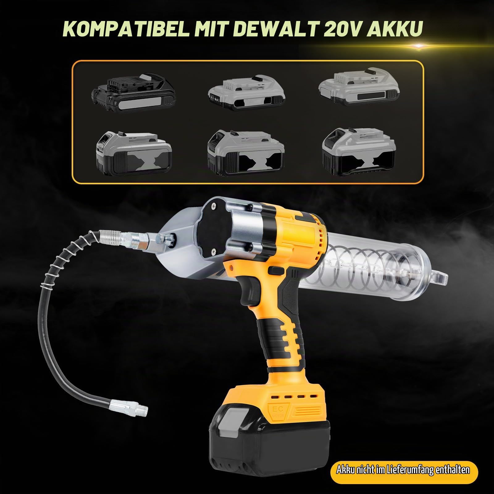 WingFly Akku-Fettpresse für Dewalt 18V,20v, 13000PSI Elektrische Fettpresse
