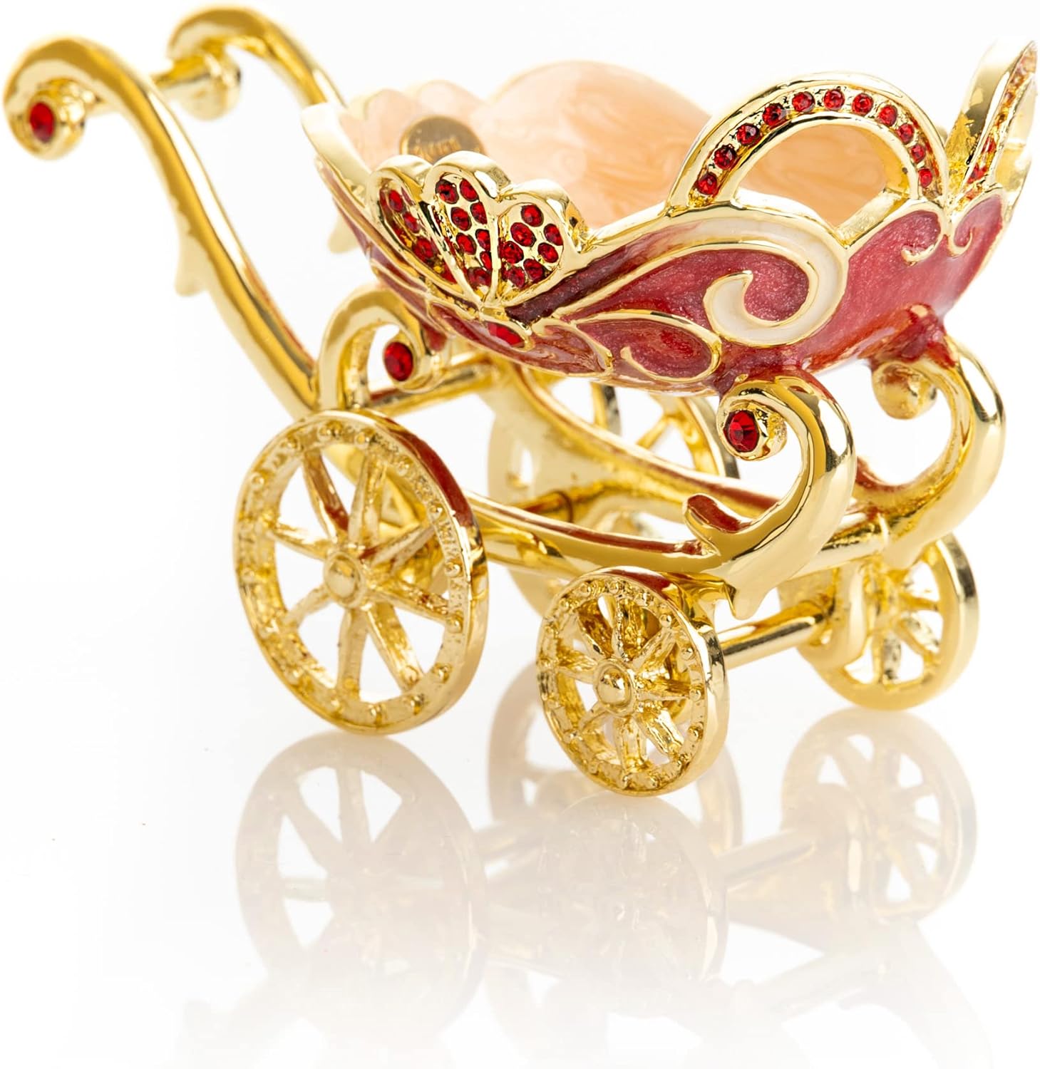 Red Vintage Baby Carriage Trinket Box Stroller Newborn Baby Gift Idea Nursery Decor