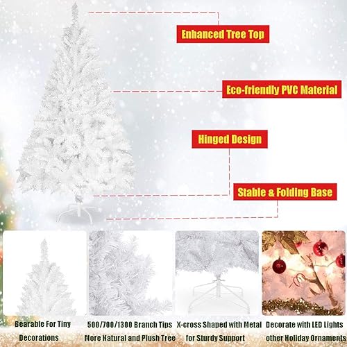 Miniatura 4 de Sibosen Árbol de Navidad artificial blanco de alta calidad de 6 pies para decoración de fiestas en interiores y exteriores con 1000 puntas de rama,