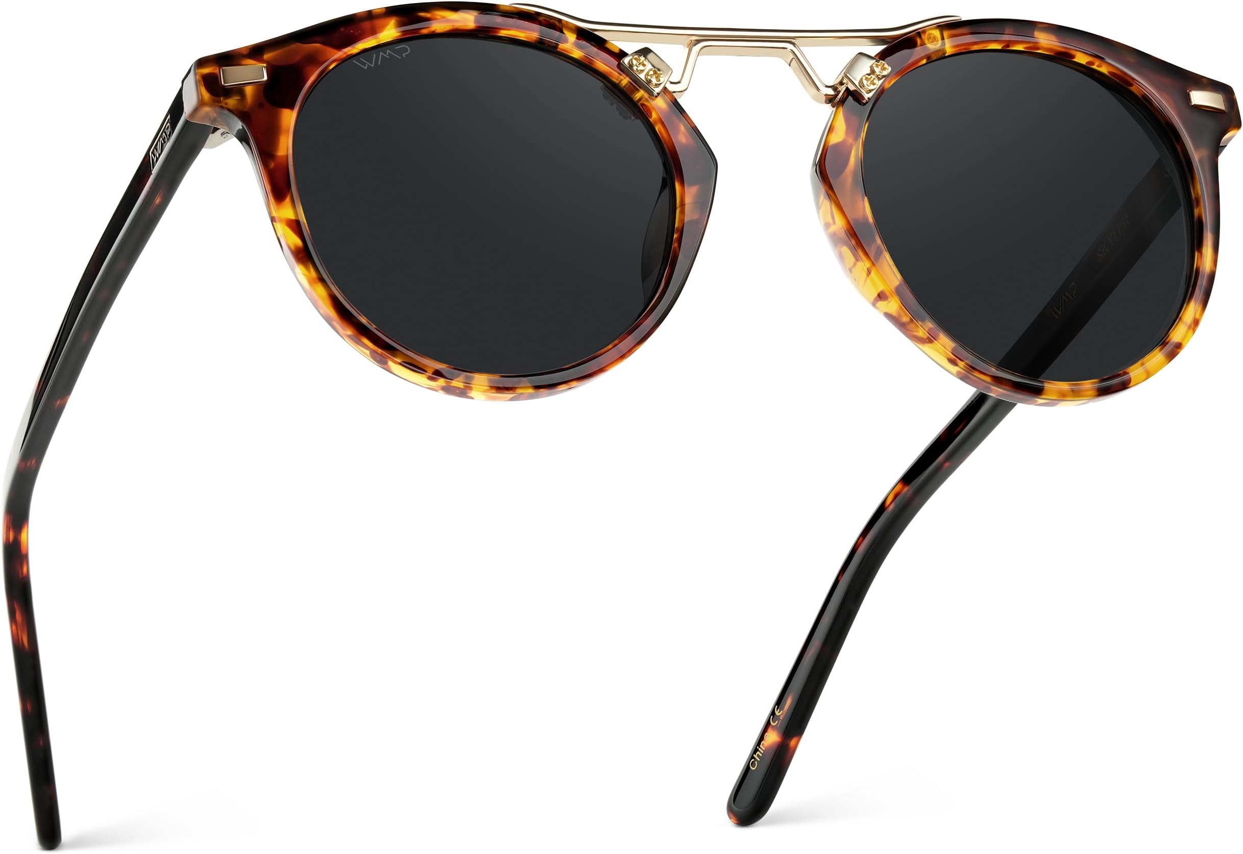 Women's Polarized, Round Retro, Double-Bridge Vintage Sunglasses