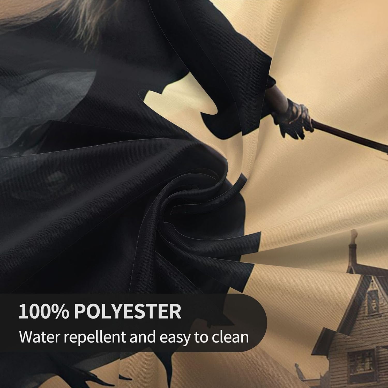 Halloween Witch Flying 2 Print Wrinkle Free Dining Table Cover for Birthday Party Farmhouse Tablecloths Up to 60 x 60 Inches