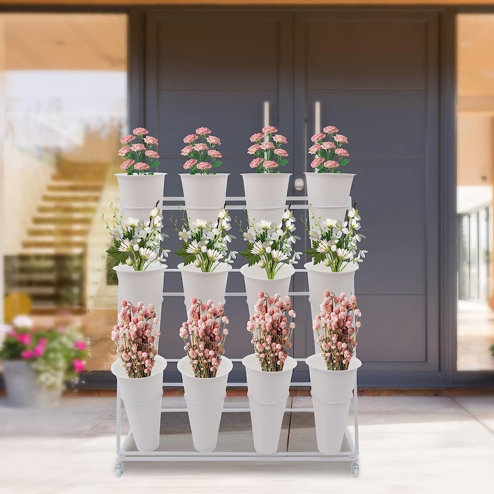 ディスプレイ＊什器＊フラワースタンド 木製フラワーディスプレイスタンド 店舗と花屋の鉢植え向け
