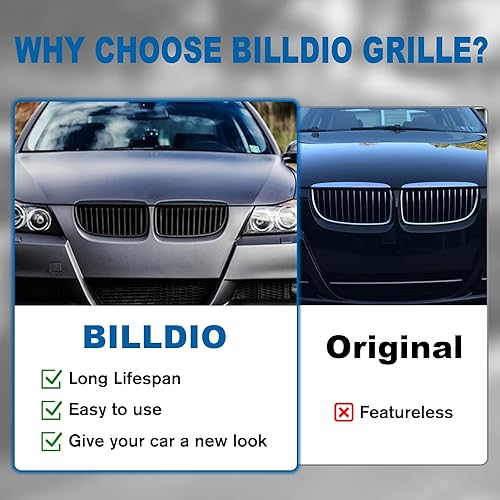 Miniatura 18 de Rejilla frontal negra brillante compatible con BMW Serie 3 G20 2019 2020 2021 2022 316i 318i 320i 328i 330i 330i 335i 340i Doble lamas negro