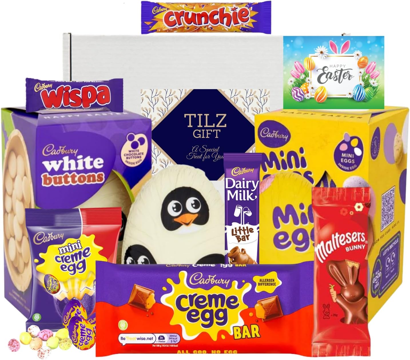 Easter Eggs Easter Chocolate Gift Hamper - Chocolate Easter Gifts For Kids Dairy Milk Easter Egg, Easter Egg, Mini Eggs & Chocolate Bars (WHITE & MINI EGGS)