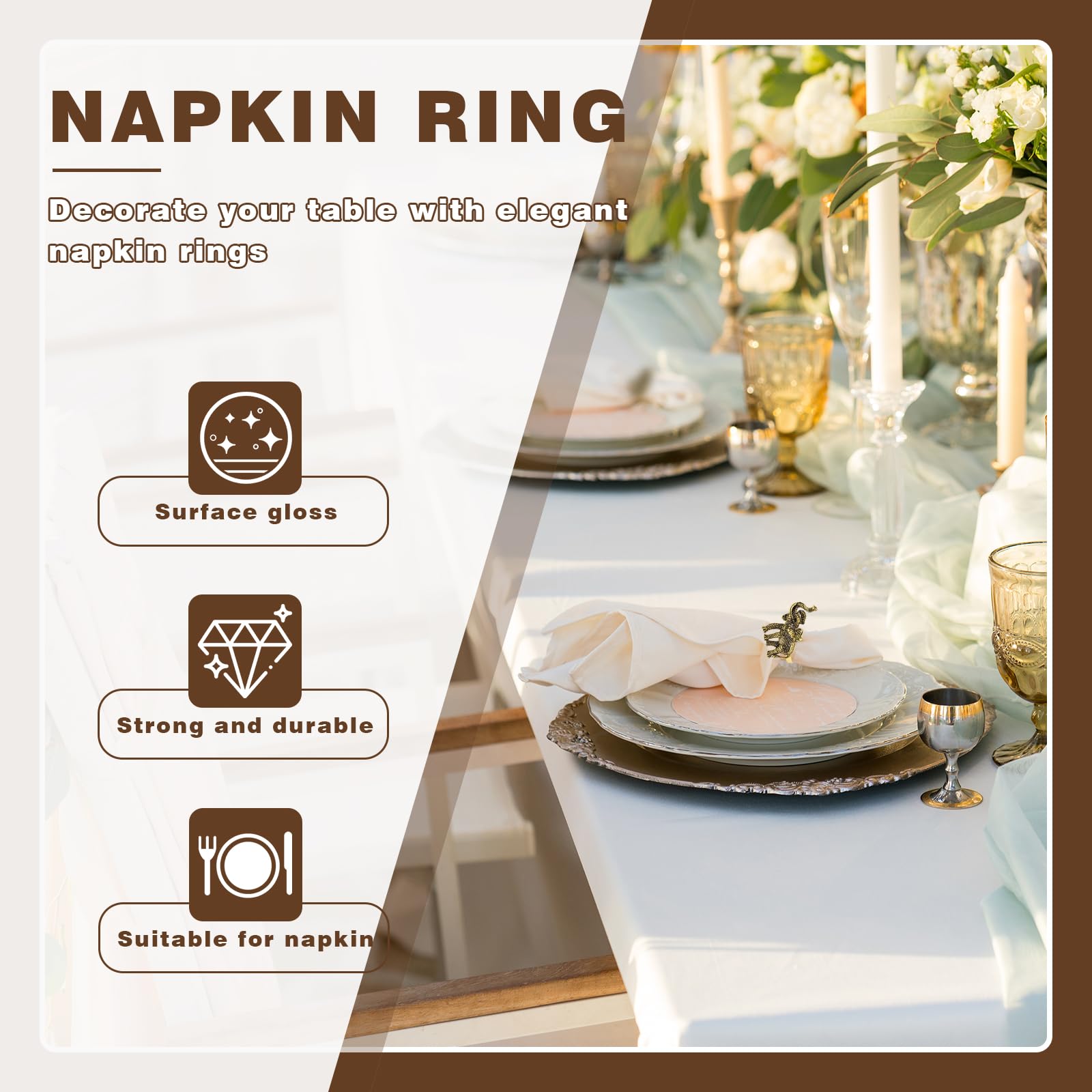 Amazon.com: Elephant Napkin Ring Set of 8, Retro Elephant Napkins  display picture 1