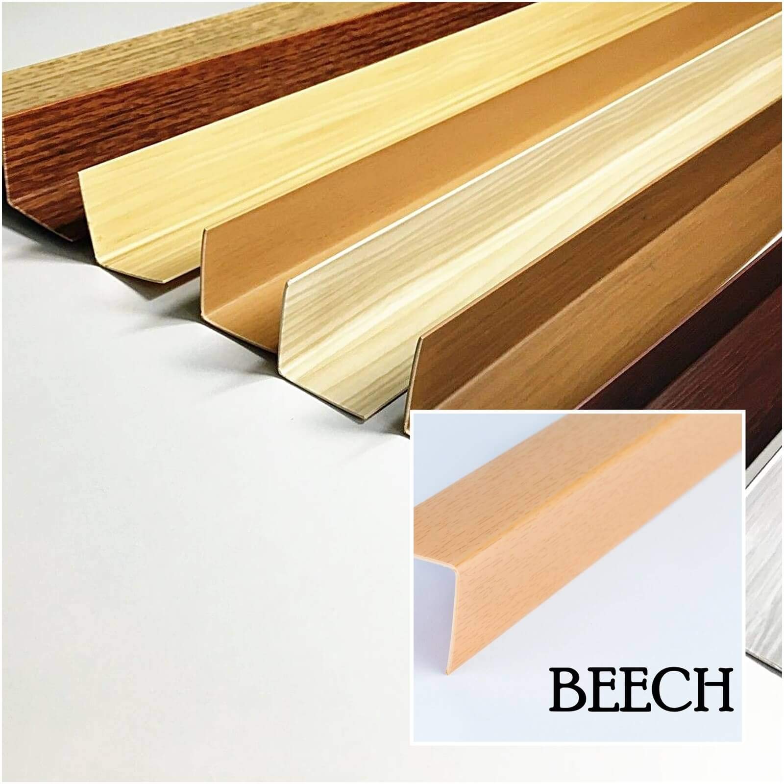 WOOD EFFECT PLASTIC PVC CORNER 90 DEGREE ANGLE TRIM 2.5 METERS VARIOUS SIZES (30mm X 30mm X 2.5M, Beech