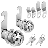 Cabinet Cam Lock Keyed Alike, 1-1/8'' (Length) Cylinder Fits on 7/8'' Max Panel Thickness, Secure File Drawer Mailbox RV Storage Replacement Set, Chrome-Finish Zinc Alloy (1-1/8 Inch 2Pcs)