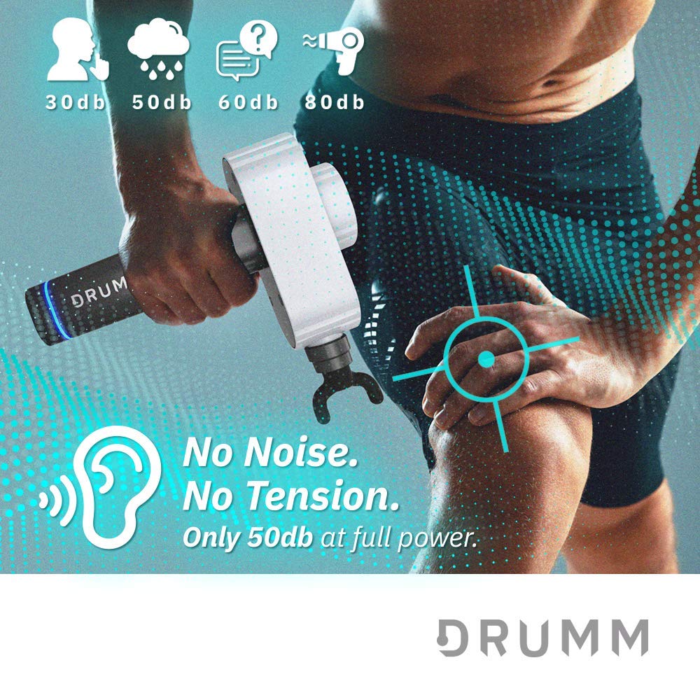 Bluefin Fitness Pistolet de Massage DRUMM T-1 | Massage par Percussion des Tissus Profonds | Attaches x6 | Silencieux | Rapide | Caisse de Transport | Sans-Fil | Moteur Sans Balais