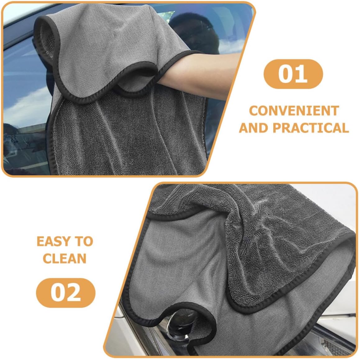 Zerodeko Car Wash Cloth Towel 40x40cm High Absorbency Braided Polyester Drying Cloth for Automotive Exterior Care and Interior Cleaning