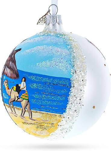 Miniatura 2 de Beach at Hammamet, adorno navideño de bola de cristal de Túnez, 4 pulgadas
