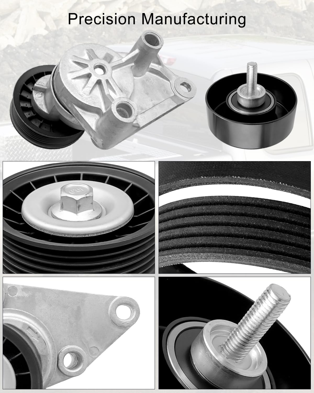 Serpentine Drive Belt Tensioner Kit Fit for Chevrolet Silverado Suburban Tahoe GMC Sierra Savana 1500 2500 2002-2007 Some Models Replace 90K-38158C 12609719 12555609 12626222
