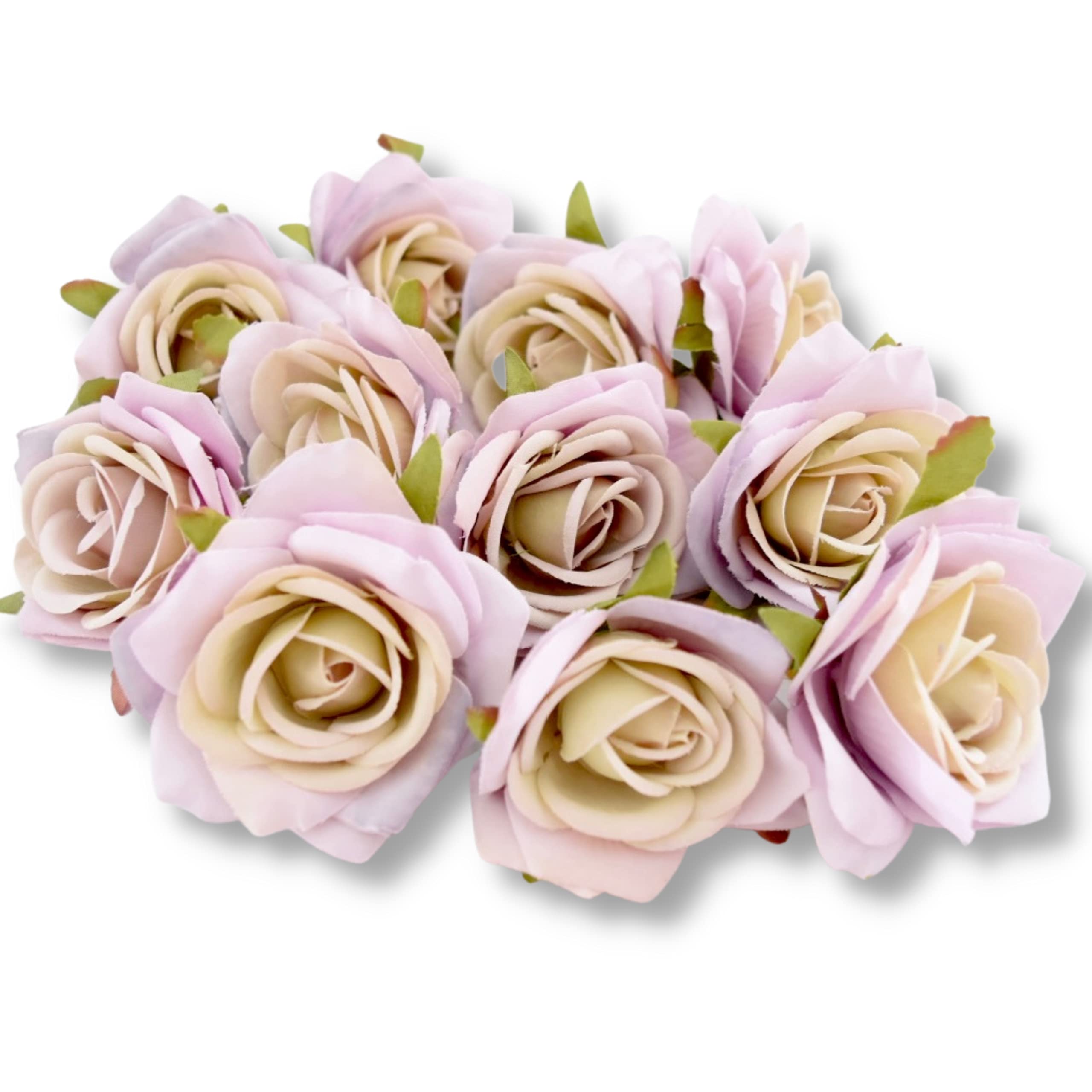 The Baked Studio10 Pieces Artificial Flower Silk Rose Head Realistic Flowers for DIY Wreath Craft Cake Living Room Home Wedding Accessories and Decoration (LIGHT PURPLE)