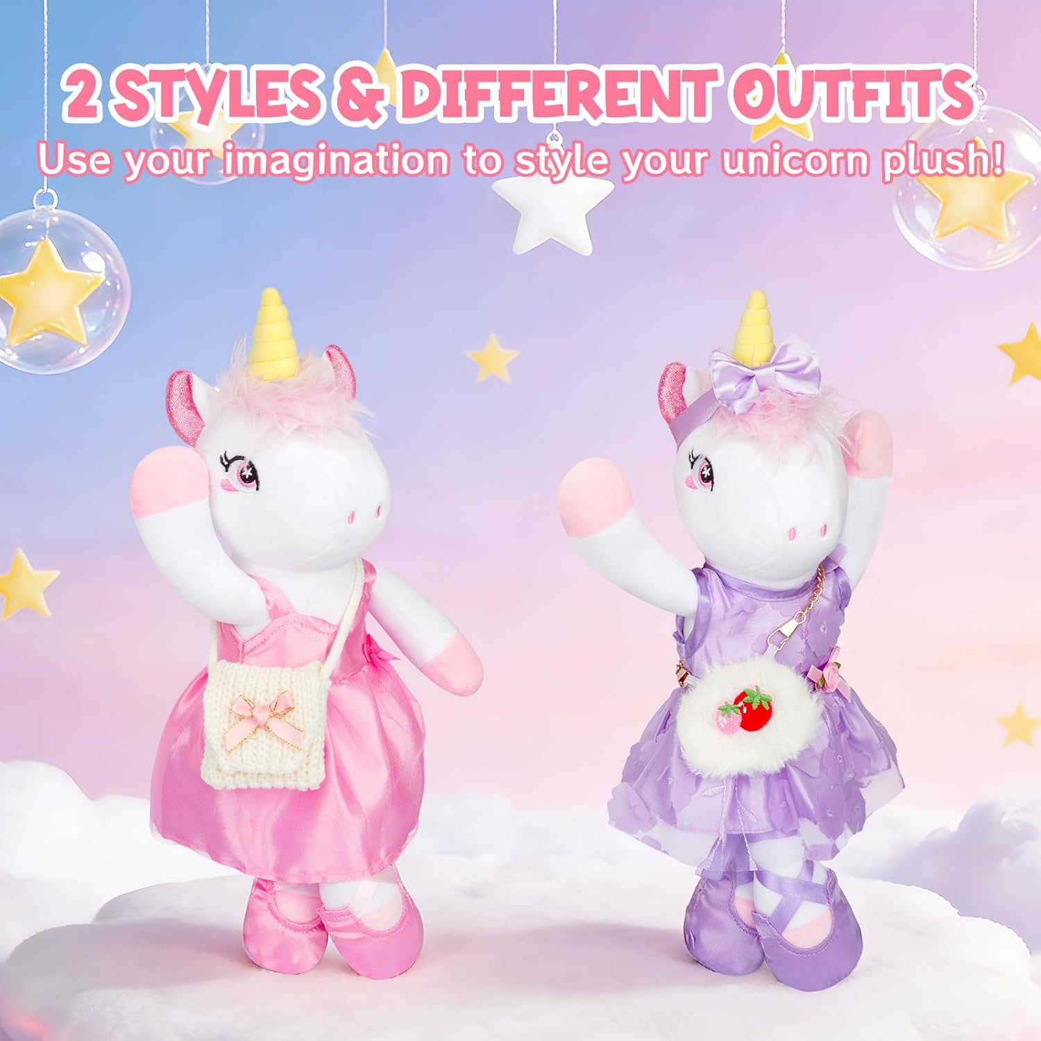Unicorn Toys for Girls Age 4-6, Ballerina Doll Unicorn Stuffed Animal Dance Recital Gifts for Girls, Ballet Dress Up Toy with 2 Set Clothes Plush Bag Birthday Gift Ballerina Gifts