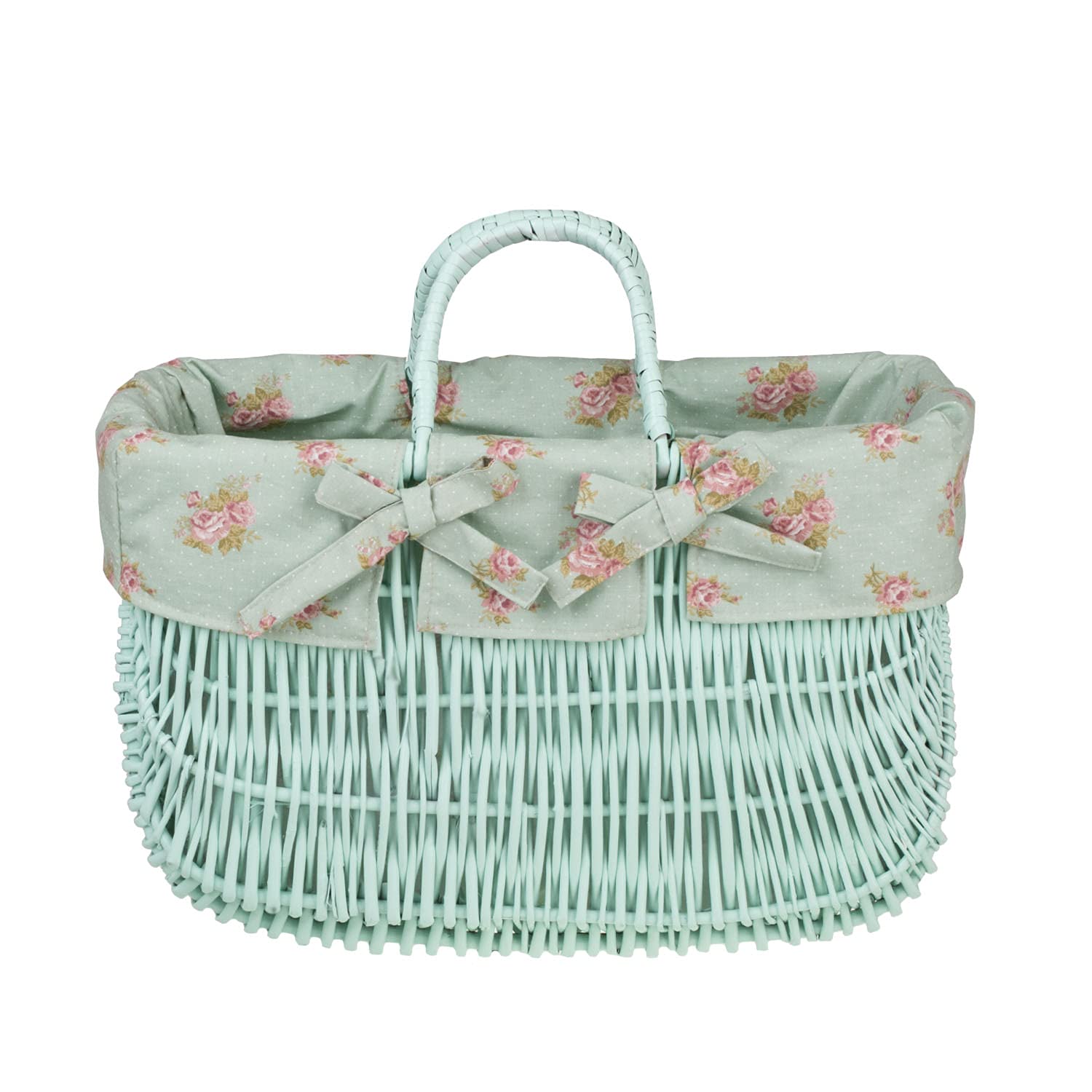 e-wicker24 pleciony kosz na zakupy z uchwytem, lekki kosz piknikowy, kosz na prezent w stylu vintage, pleciony z wikliny