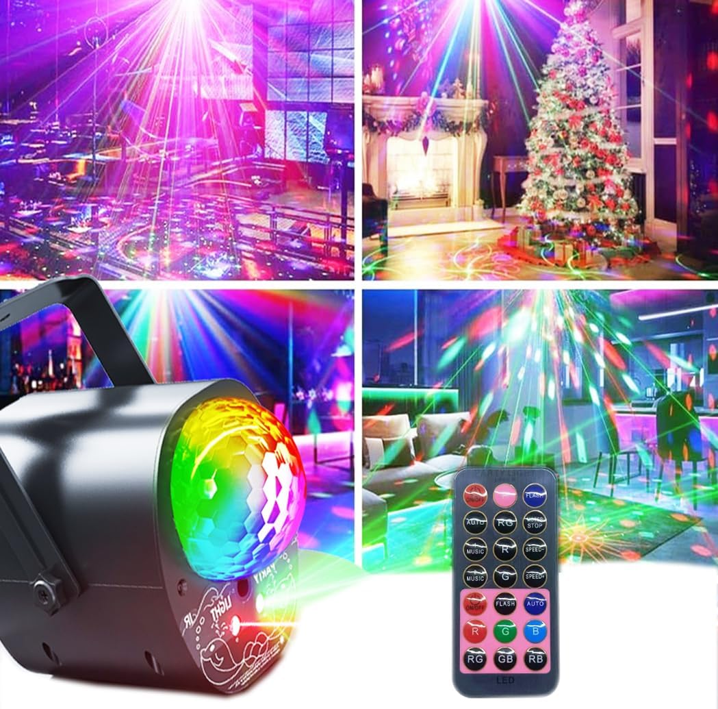 Disco Lights for Parties,Disco Ball Light Disco LightsSound Activated DJ Dance Light for Parties Bar Birthday Wedding KTV DJ Karaoke Christmas Night Club Bar Pub New Year Party Home Decoration