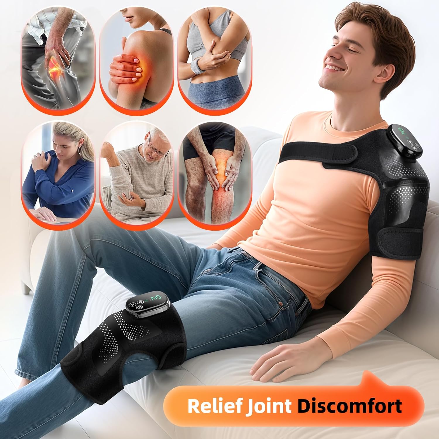 Upgraded Knee Heating Pad, Knee Massager with 5 Heat and 3 Vibration for Women and Men Joint Pain Relief, Electric Knee Warmer with 4 Motors, Ideal Gift Choice - Image 3