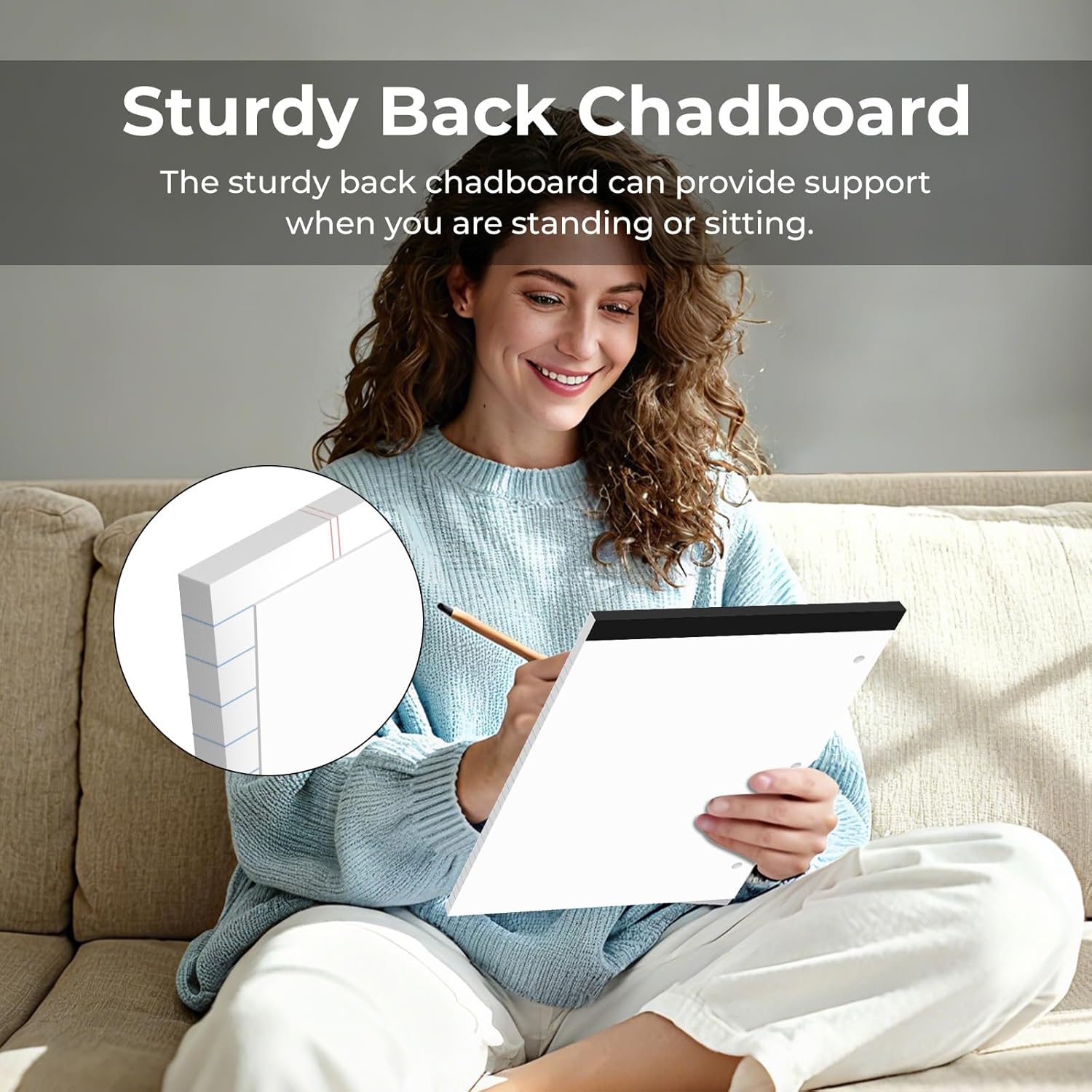 Legal Pads 8.5x11, 50 Sheets/Pack,12 Pack,3-Hole Punch & Perforated Writing Pads, Wide Ruled White Lined Paper, Notebook 8.5x11.75, Notepads 8.5x11 for Business, School and Office Supplies
