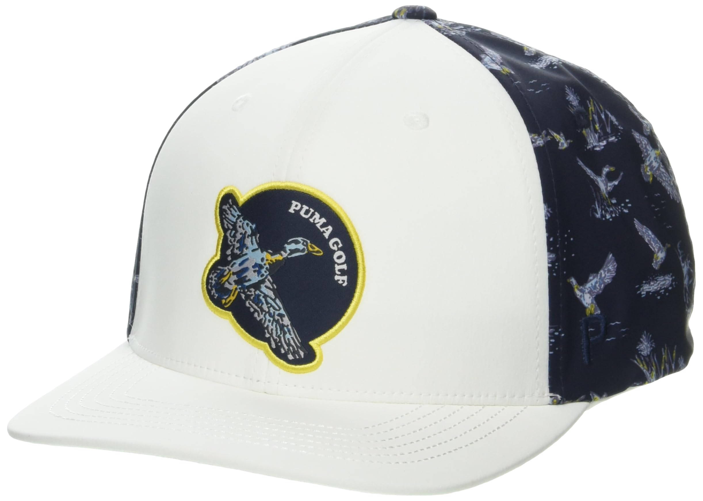 Puma Golf Men's Flock TECH Cap, White Glow-DEEP Navy